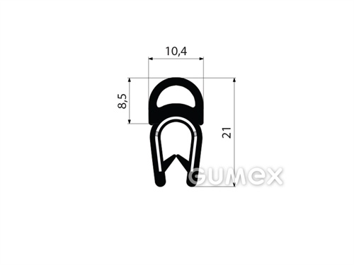 Profil U-PIRELI mit Metallverstärkung mit oberer Dichtung A1102, 78°ShA, U-PVC, Bauch-EPDM, schwarz, 